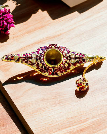 Magische Lamp van Aladdin met Graveeroptie - Bordeaux Variant, verweven met goud