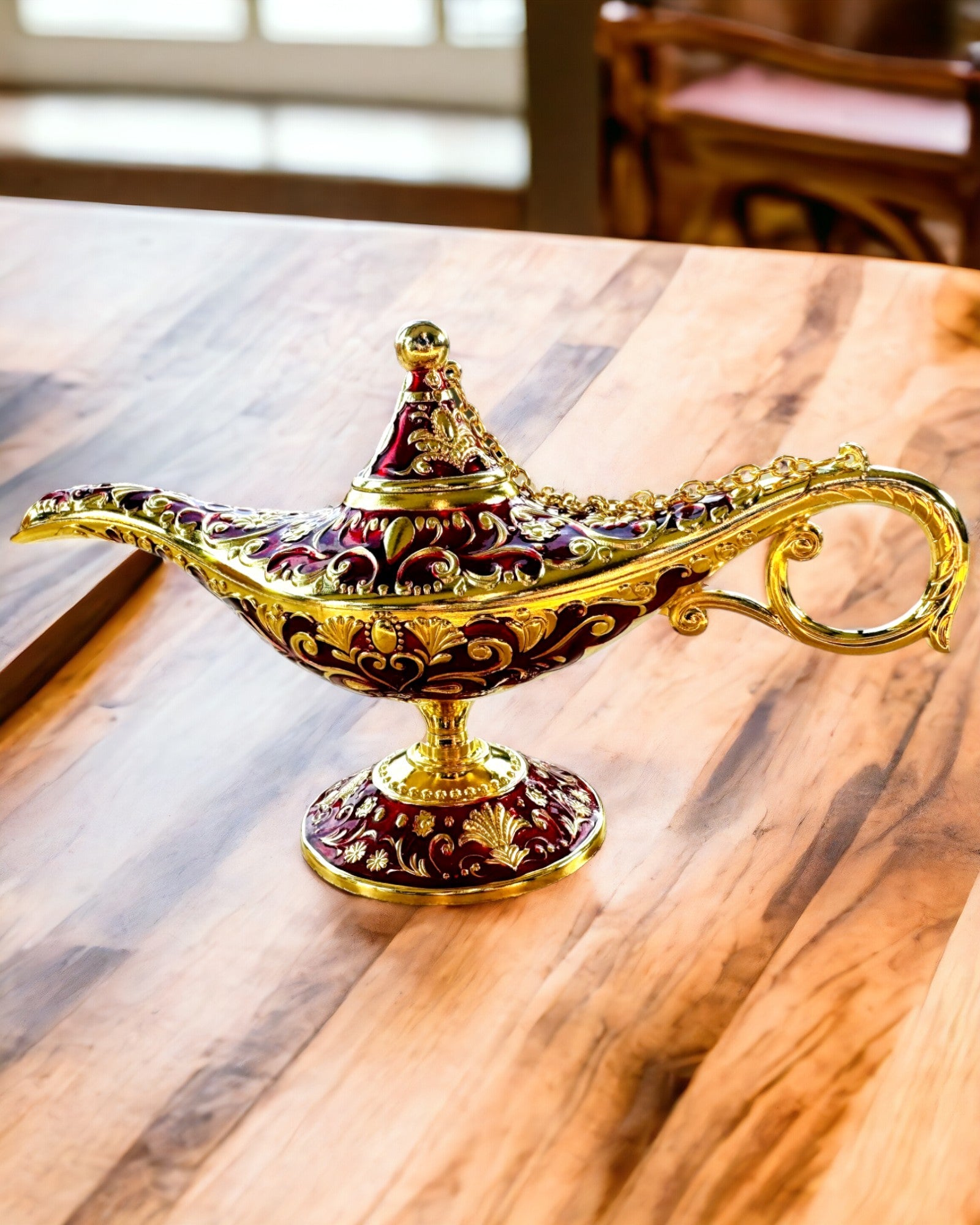 Lampe Magique d'Aladin avec Option de Gravure - Variante Bordeaux, entrelacée d'or