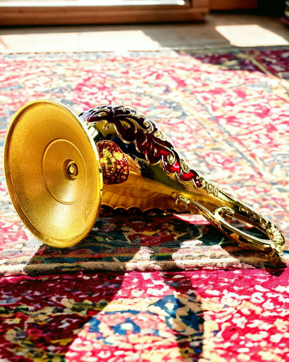 Magische Lamp van Aladdin met Graveeroptie - Bordeaux Variant, verweven met goud