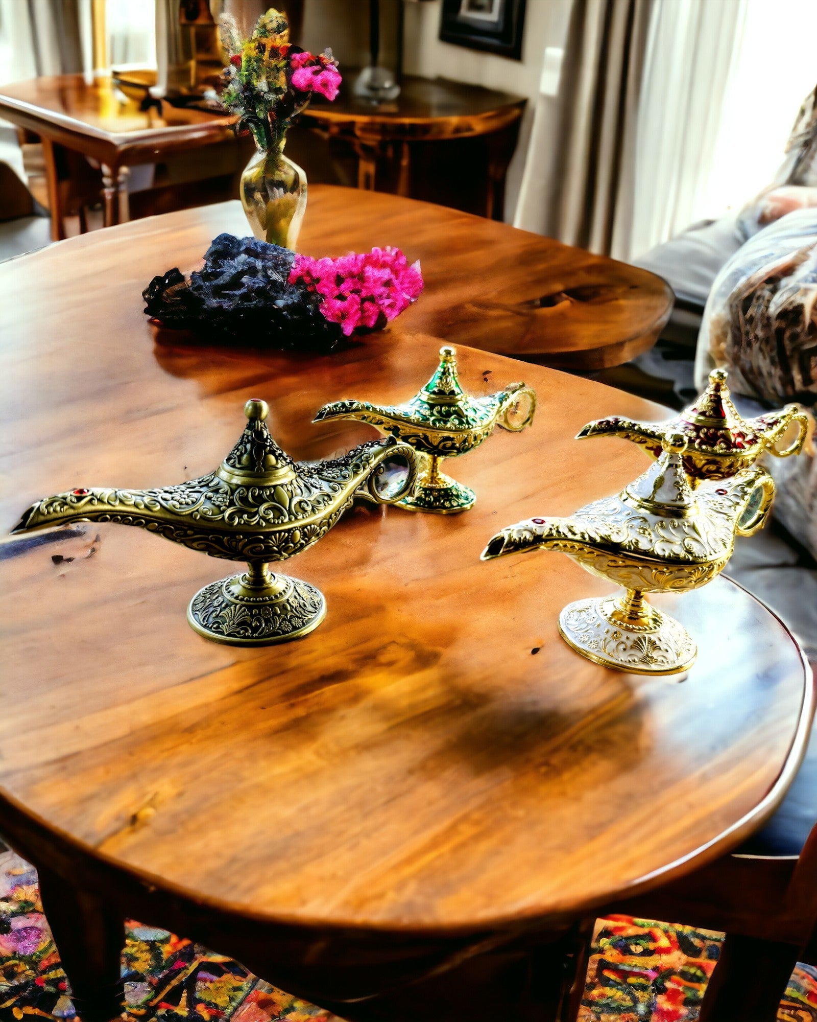 Lampe Magique d'Aladin avec Option de Gravure - Variante Blanche, entrelacée d'or