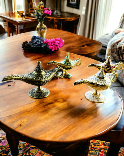 Magische Lamp van Aladdin met Graveeroptie - Bordeaux Variant, verweven met goud