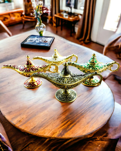 Magische Lamp van Aladdin met Graveeroptie - Variant Donkergroen, verweven met goud