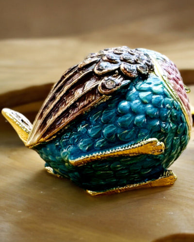 Colorful Sparrow Bird with Engraving - Adorable Treasure Box