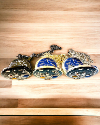 Pocket watch "Astrum Temporis" - Gold frame. Personalization with engraving available.