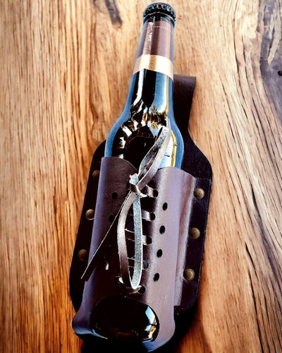 Leather Bottle Cover "LeatherCraft Elegance" - personalization available