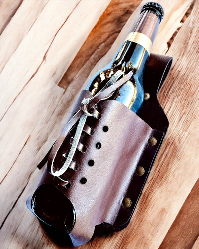 Leather Bottle Cover "LeatherCraft Elegance" - personalization available