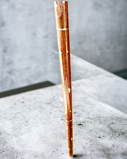 Walking Cane 'Wolf' - Indian Mango Wood with Engraving Option, brown with golden embellishments