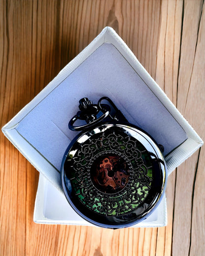 Taschenuhr "Eterna Eleganz", personalisiertes Geschenk, Gravur. Farbe Schwarz