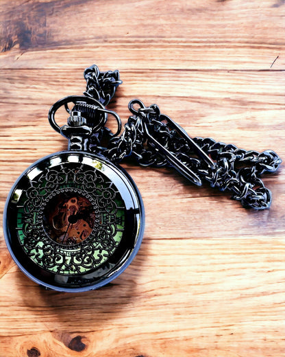 Taschenuhr "Eterna Eleganz", personalisiertes Geschenk, Gravur. Farbe Schwarz