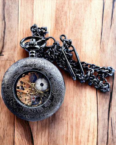 Pocket Watch "Eterna Elegance", personalized gift, engraving. Black color