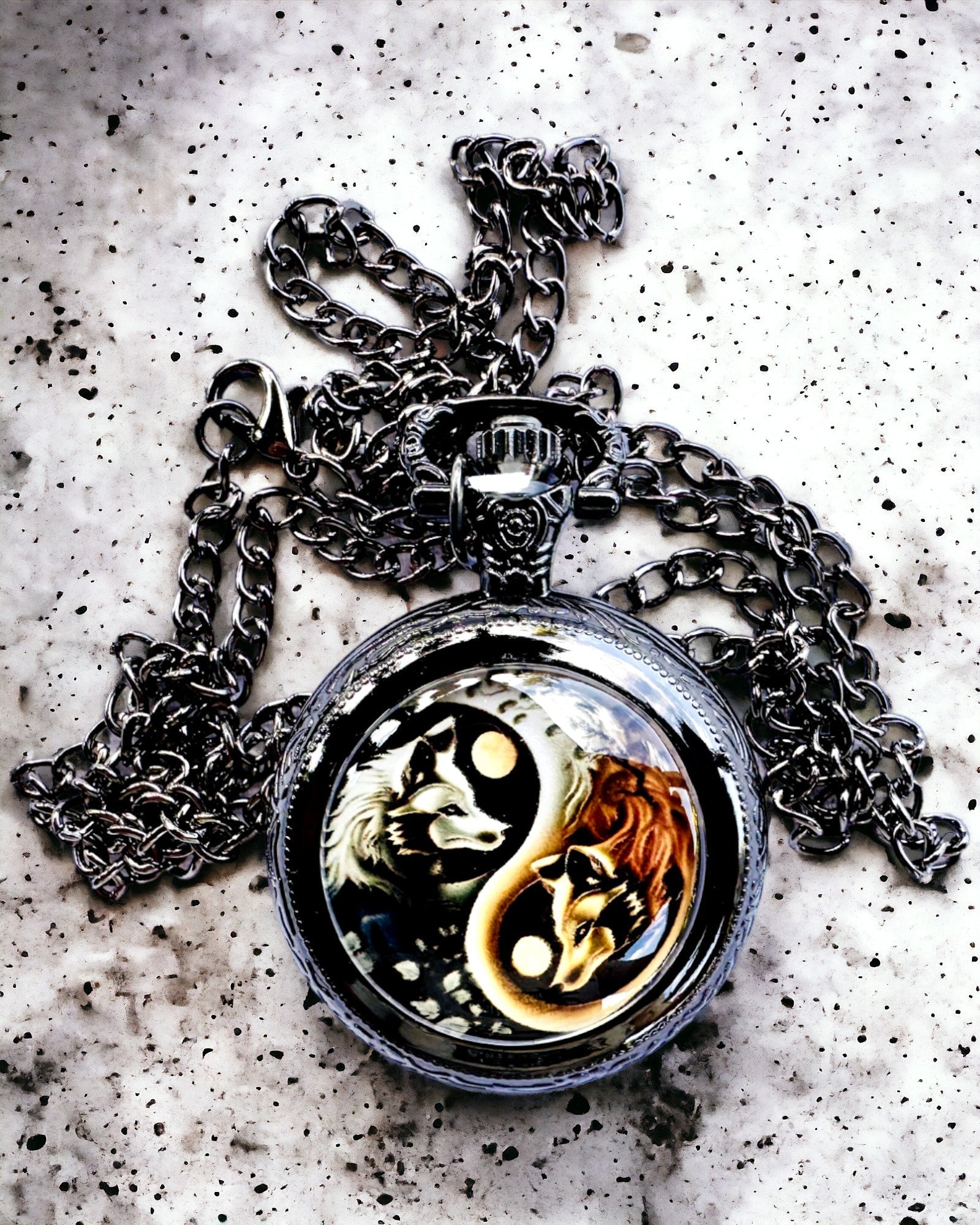 Zakhorloge "Mystic Wolves" met personalisatieoptie voor gravure