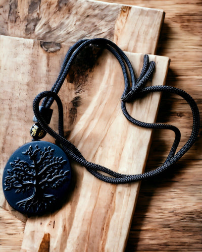 Obsidiaan "Levensboom" Ketting - personalisatie met gravure