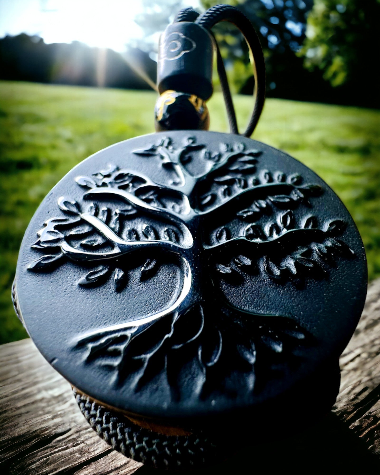 Obsidiaan "Levensboom" Ketting - personalisatie met gravure