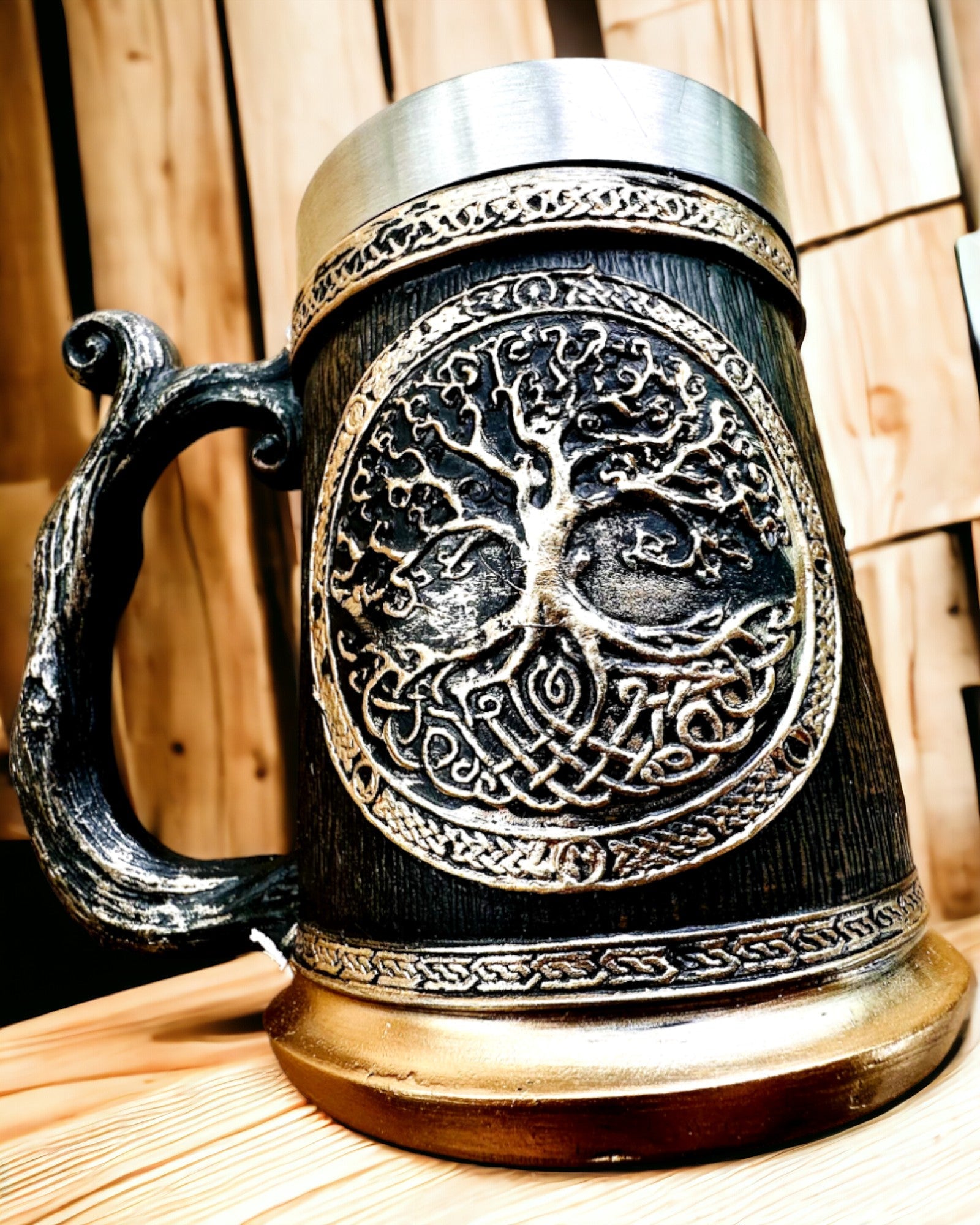 Tasse Nordique Arbre du Monde - Exécution Magistrale, 600 ml, possibilité de personnalisation par gravure