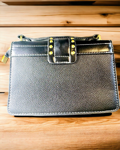 Sac à bandoulière carré à la mode avec accent lion - couleur noir