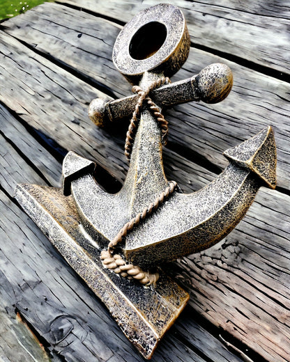 Sculpture Rustique d'Ancre en Résine - "Légende Marine", ancre personnalisée avec gravure