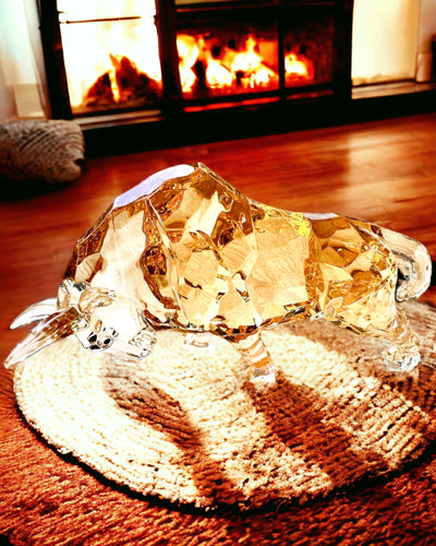 Statue "Złoty Byk" en résine, design transparent, possibilité de personnalisation