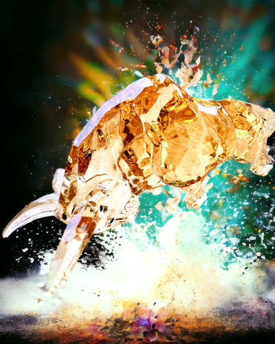 Statue "Złoty Byk" en résine, design transparent, possibilité de personnalisation