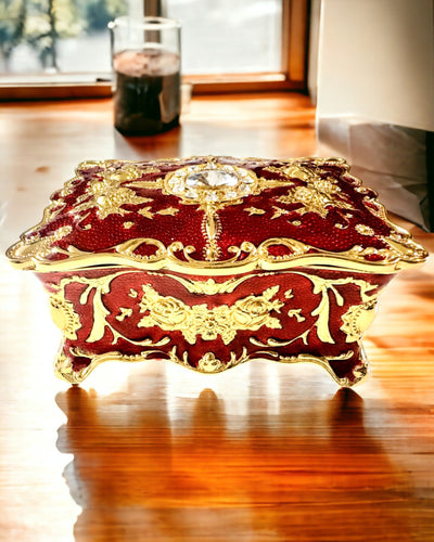 Boîte à Bijoux, Organisateur de Bijoux au Style Vintage – Coffret Métallique aux Éléments Décoratifs