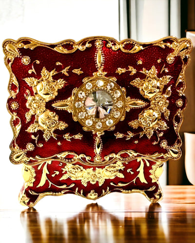 Boîte à Bijoux, Organisateur de Bijoux au Style Vintage – Coffret Métallique aux Éléments Décoratifs