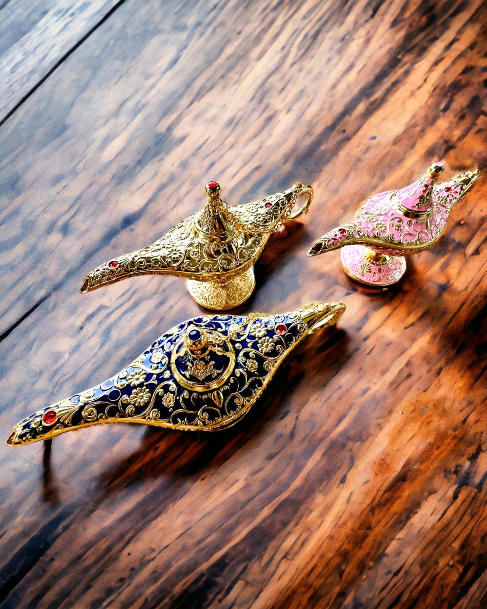 Lampe Magique d'Aladin avec Option de Gravure - Variante Rose, entrelacée d'or