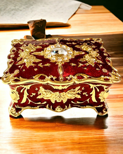 Boîte à Bijoux, Organisateur de Bijoux au Style Vintage – Coffret Métallique aux Éléments Décoratifs