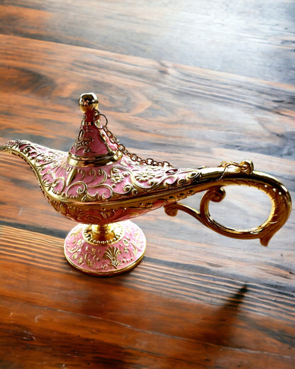 Lampe Magique d'Aladin avec Option de Gravure - Variante Rose, entrelacée d'or