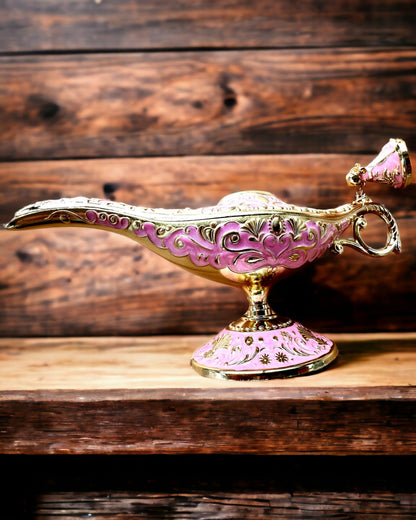 Lampe Magique d'Aladin avec Option de Gravure - Variante Rose, entrelacée d'or