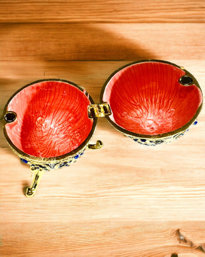 Œuf Fabergé Exclusif - couleur bleu foncé – Boîte à Bijoux Décorative en Émail