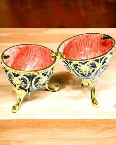 Œuf Fabergé Exclusif - couleur bleu foncé – Boîte à Bijoux Décorative en Émail