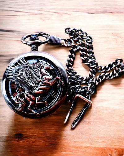 Pocket Watch "Equus Tempus" - Color: Brown, Rose-Gold with Horse Motif, customizable with engraving