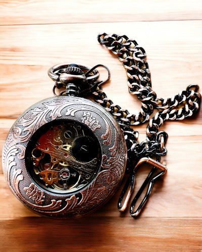 Pocket Watch "Equus Tempus" - Color: Brown, Rose-Gold with Horse Motif, customizable with engraving