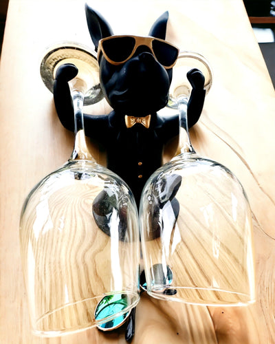 Figur Bulldog Elegance - Exklusiver Glasständer, Personalisierung mit Gravur möglich