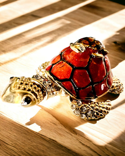 "Żółwiowa Rodzinka" Box - orange color, personalized with engraving