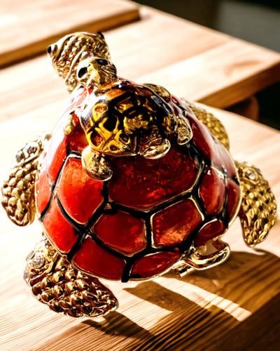 "Żółwiowa Rodzinka" Box - orange color, personalized with engraving