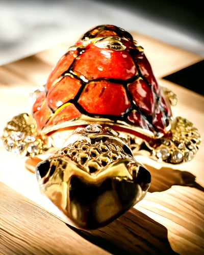 "Żółwiowa Rodzinka" Box - orange color, personalized with engraving