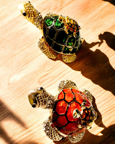 "Żółwiowa Rodzinka" Box - green color, personalized with engraving