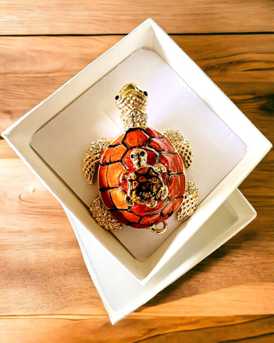 "Żółwiowa Rodzinka" Box - orange color, personalized with engraving