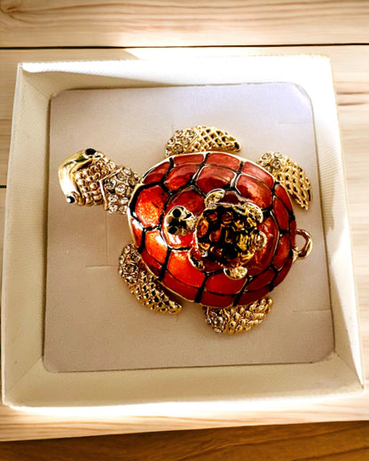"Żółwiowa Rodzinka" Box - orange color, personalized with engraving
