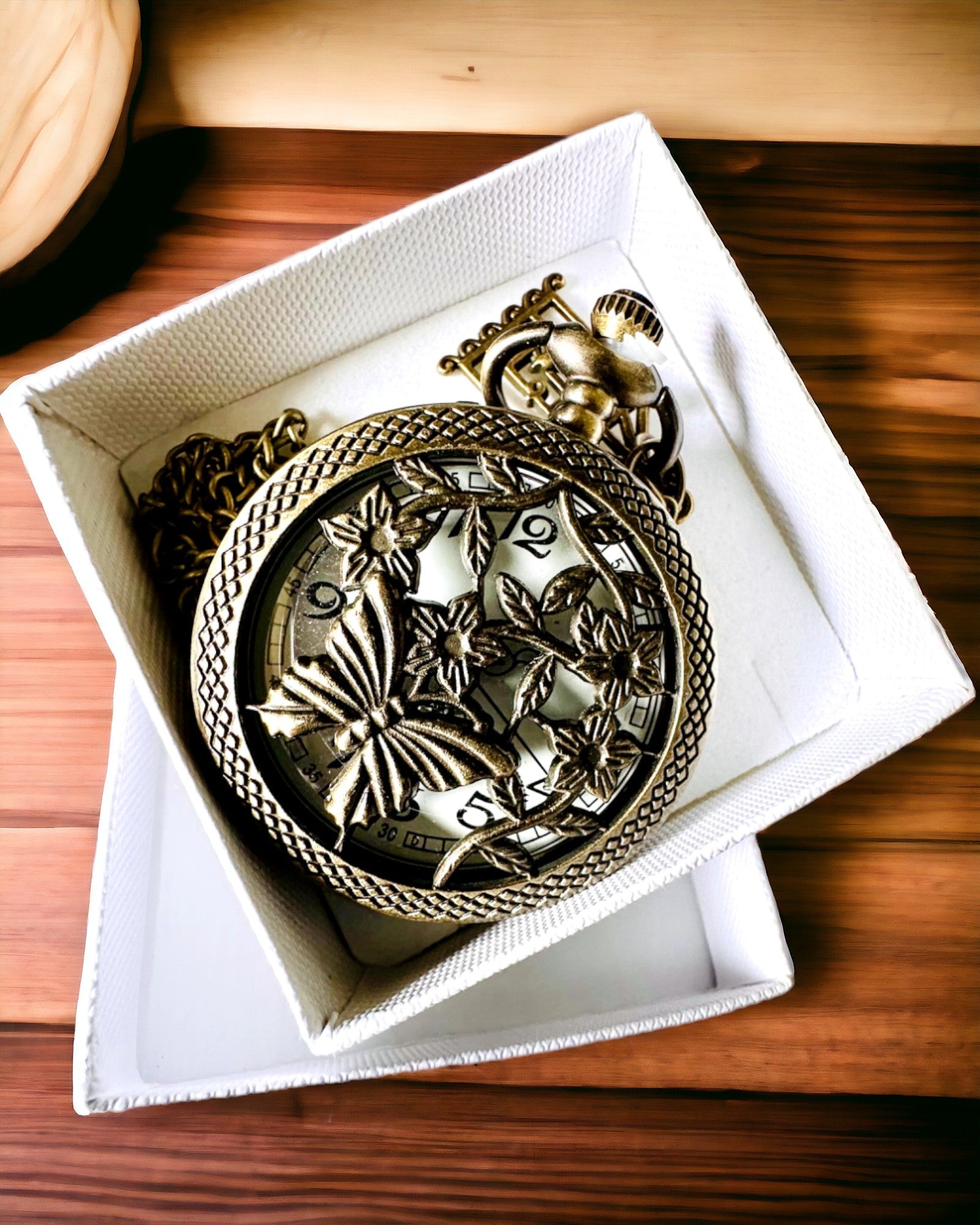 Pocket Watch "Butterfly Elegance" with Custom Engraving Option