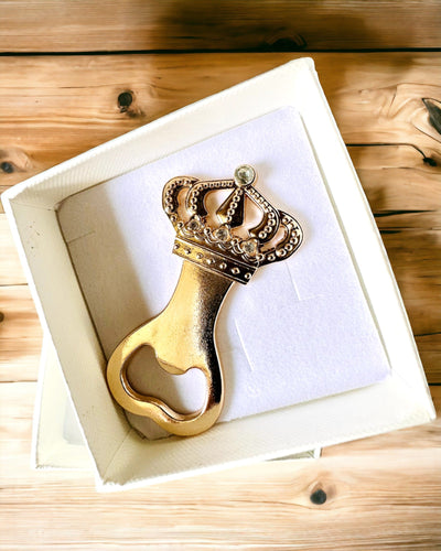 Bottle Opener King's Crown - gold color, personalization with engraving possible