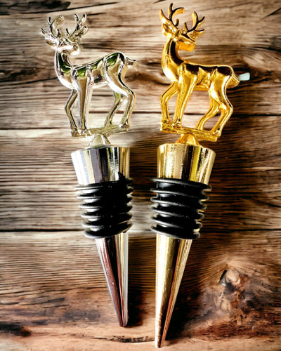 Bouchon à Vin Métallique Exclusif avec Cerf - Élégant et Fonctionnel, possibilité de personnalisation par gravure