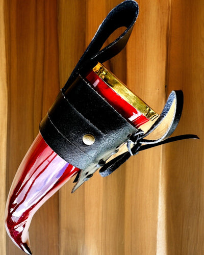 Tasse en corne de guerrier - Rouge - personnalisable avec gravure