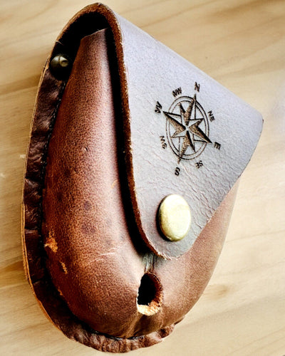 Leather Case "Explorer" - for compact compass or pocket watch - personalization with engraving available