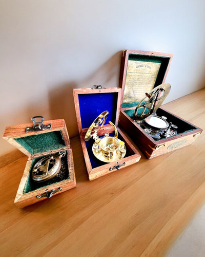 Boîte en bois pour boussole compacte "Maritime" - possibilité de personnalisation par gravure