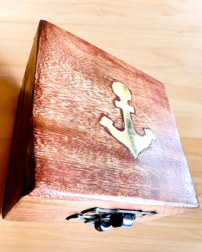 Boîte en bois pour boussole compacte "Maritime" - possibilité de personnalisation par gravure