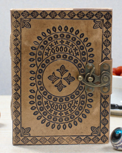 Carnet en cuir Mandala bleu (18x13 cm)