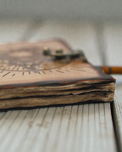 Noctis Sigil – Carnet en cuir : pentagramme et crâne