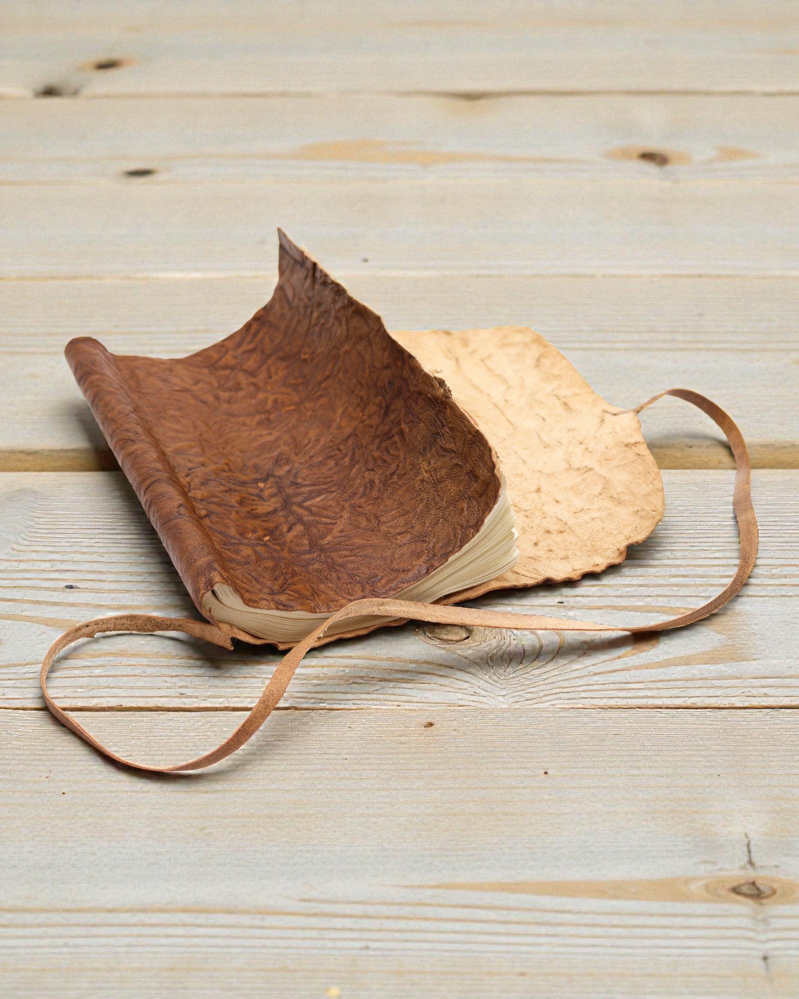 Oprolbaar leren reisnotitieboek – Natuurlijk (21 x 15 cm)