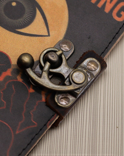 Carnet en cuir imprimé – Arrêtez le défilement anxiogène (17,8 × 12,7 cm)